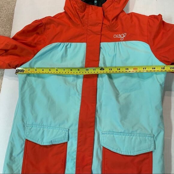 ORAGE youth unisex winter ski jacket hooded 14 XL orange light blue - Picture 12 of 15